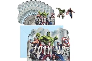 WIRHAUT 20Pcs Party Invitations Kids Avengers Birthday Party Invitations, Party Invites Boys Girls Children with Envelopes, Double Sided Super-Hero Invite Cards for Birthday Baby Shower Party