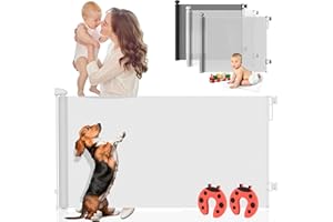 P PARVULÍ PARVULÍ Barrera Seguridad Niños Escalera Retráctil 0 a 140 cm + 2 Protectores de Puerta - Valla Seguridad Infantil - Barrera Perros Puerta - Puerta Escalera Bebe Seguridad - Interiores y Exteriores