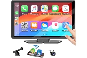 ACCFLY Car Play, 9" Wireless Carplay Screen for Apple Car Play& Android Auto, Touchscreen for Cars with Backup Camera Voice Control,Live Navigation,Mirror Link,Bluetooth,AUX,FM
