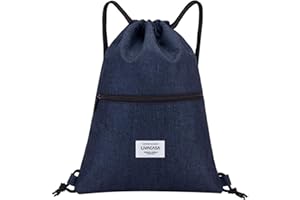 LIVACASA Turnbeutel Mit Reißverschluß Innentasche Sportbeutel Wasserdicht Hipster Beutel Seitentasche Gym Bag Gefüttert Rucksack Mit Verstellbar Tunnelzug Gymsack für Damen und Herren Schwarz