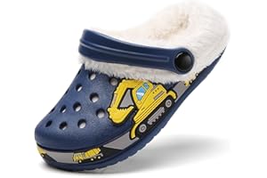 Meidiastra Kinder Clogs Jungen Mädchen Winter Warme Gefüttert Pantoletten Hausschuhe Licht rutschfeste Plüsch Pantoffeln Gartenschuhe