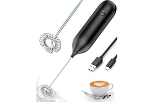 Homradise Mousseur à Lait Électrique, Mousseur de Lait Rechargeable par USB Mousseur Lait puissant 15000 tr/min Milk Frother pour latte, cappuccino, chocolat chaud, Noir