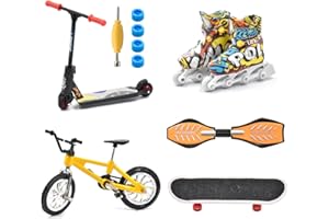 LALASTYLE Mini Finger Toy Set Finger Skateboard Finger Bicycle Finger Scooter Finger Vitality Board 1 Pair Skates Training Tricks Props Fingertips Movement Toys Party Favors