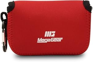 MegaGear MG720 Estuche de cámara Ultra Ligero, de Neopreno Compatible con Panasonic Lumix DC-TZ95, DC-TZ90, DMC-TZ100 - Rojo