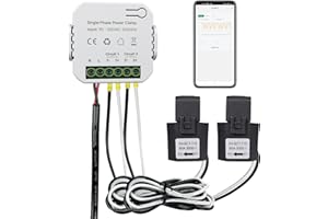 OWON Bi-Directional WiFi Energy Monitor with 2 Clamps, 80A Smart Energy Meter for Single Phase Electricity. WiFi Power Meter for Real-time Electricity Monitoring.Track CT KWh Power Consumption at Home