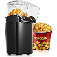 HOUSNAT Electric Popcorn Maker - 1200W Retro Popcorn Machine with Hot Air Circulation - 2 Min Qucik Popping - for Oil-Free & 