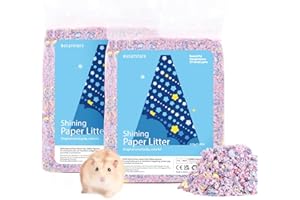 BUCATSTATE Papierowa pościel dla chomika, 900 g/0,9 kg, bezpyłowa i kontrolująca zapach, papierowa ściółka dla syryjskich chomików karłowatych, myszoskoczków, lewatywów, gadów, ptaków (fioletowa)