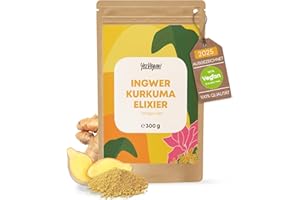 ‎YES VEGAN! Ingwer Shot mit Kurkuma - (300 g) - Immun Boost hochdosiert I 300 Portionen I Ingwer Kurkuma Shot Pulver