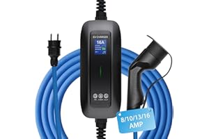 astoneves Chargeur Voiture Electrique 3.6KW, EV Chargeur Type 2 Portatif, 6/8/10/13/16A Courant avec Affichage, Fonction de Retardée/Temporisée, Cable Recharge Voiture Electrique avec Schuko, 5m.