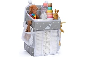 Cradle Star Hanging Changing Table Organizer - Nursery Organizer with Multiple Compartments - Hanging Storage Door - 43 x 23 x 23 cm - Grey