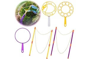 Tundwhite Set di bolle di sapone giganti per bambini, 5 pezzi, grandi bolle di sapone, design telescopico, facile da trasportare, per feste estive, all'aperto