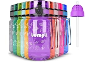 ‎BUMPLI bumpli® Trinkflasche Kinder 350ml - trinkflasche Kohlensäure geeignet, auslaufsicher, BPA-frei - Leicht & robust mit Gratis Strohhalmdeckel
