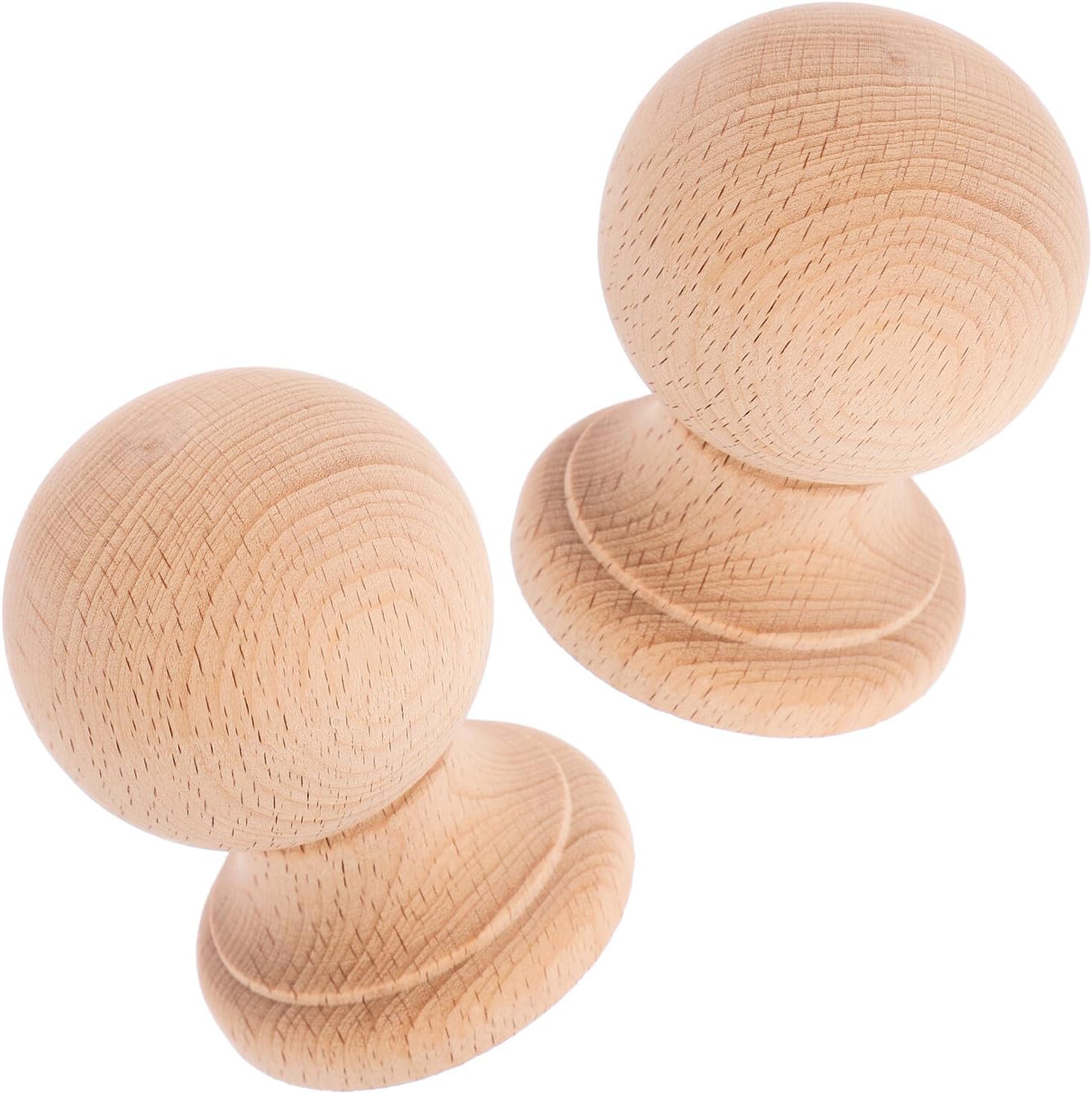 GLSTOY Remate de Madera Dura Redondo para Postes y Columnas, Tamaño 6x4 Cm, 2 Piezas sin Pintar, Decoración Clásica Estilo Columna Romana para Muebles, Escaleras y Vallas Exteriores