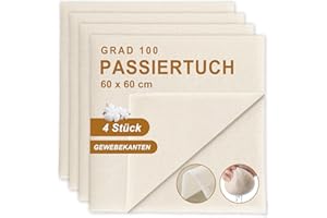 Quelcc 4 Pezzi Garza Alimentare, 60 x 60cm Panno per Formaggio, Tessuto Filtrante, Microfibra Telo Filtrante Panno, per Cucina, Filtrazione Burro, Yogurt, Latte, Caffè, Succo, Tofu