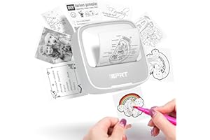 iDPRT Mini-Drucker mit 1 Rolle Aufkleberpapier, Thermodrucker für Studiennotizen, Bilder, DIY, Etiketten, tragbare Aufkleberdrucker effizient und schnell