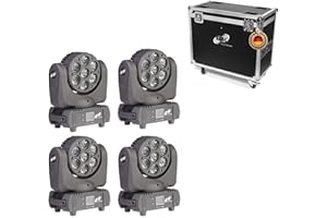 ETEC PROFESSIONAL SHOW EQUIPMENT ETEC Professional LED Moving Head Beam 7Q Washer 7x15 Watt RGBW OSRAM SET mit Flightcase Tourpack DMX Disco Party DJ Club Matrixfunktion Pixelsteuerung Veranstaltung Bühnenbeleuchtung