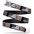"Buckle-Down Men Seatbelt Belt Americana W30107, American Eagle Flags, 1.5"" Wide, 24-38"" Long", multicolor