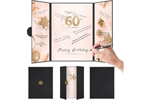 Aukuoy Black Gold 60th Birthday Decorations: Creative 60th Birthday Gifts Party Supplies, 60th Birthday Guest Book Alternative, Great 60 Years Old Birthday Signing Card for Men Women