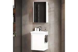 Planetmöbel Armario para Lavabo con Lavabo de cerámica y Armario con Espejo, 50 cm, Color Blanco, Moderno Mueble de baño para baño