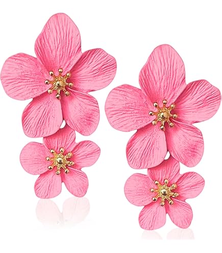 Orecchini A Goccia Fiore Boho Bianchi - Grandi Pendenti Floreali In Metallo Per Sposa E Occasioni Speciali - 3