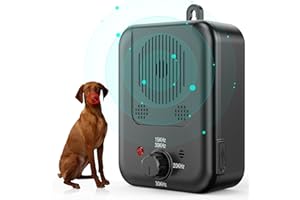 SUUWEE 3 Modes - 33 FT Stop Dog Barking Device, Waterproof Ultrasonic Dog Barking Deterrent Device Humane Safe Bark Box Gentle Dog Control Barking Training Tool for Most Dogs.