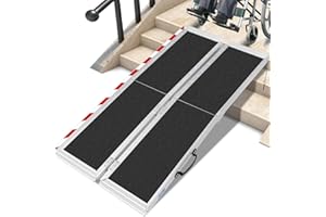 LIEKUMM Rollstuhlrampe 182,5 cm, 300 kg Tragkraft Aluminium Auffahrrampe rutschfest, Rollstuhlrampe für Treppen, Tragbare Rampe für Rollstuhl, Türschwellen, Zuhause