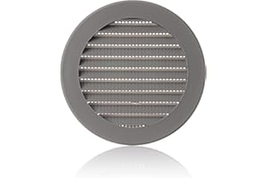 ABOUT VENT Ø 100mm Rejilla de Ventilación de Plástico ABS Gris con Mosquitera - Rejillas de Ventilación Redondas