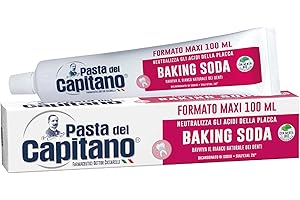 Pasta del Capitano, Dentifricio Baking Soda Bio, Ravviva il Bianco Naturale dei Denti e Neutralizza gli Acidi della Placca Batterica, 100% Made in Italy, Tubetto da 100 ml