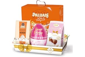 RE REGALO CONFEZIONE REGALO PRIMULA, 5 Pezzi, Vassoio con Colomba Pasquale Paluani, Uova di Pasqua, Ovetti Ripieni, Sacchetto di Meringhe, Idee Regalo Pasqua 2025