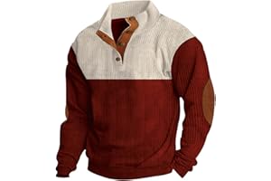 Ryehack Sweat Hommes Pull Top Manches Longues Sweater Velours Côtelé Sweatshirt Léger S-3XL