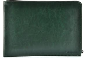 Dossier de Mano Dynamic Classic - Tamaño A4 y A5 - Carpeta Ejecutiva con Cierre de Cremallera. Exterior en Piel Vegana en acabado Notairé con Interior en Tela by Office Box. (A5-Cuartilla, Verde)