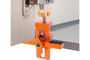 PENITUE Posizionatore per Installazione Porte Armadio, Dima di Montaggio Ante di Armadietti Regolabile in Lega Alluminio per Supporto e Allineamento Ante Armadietti Senza Telaio(Arancione)