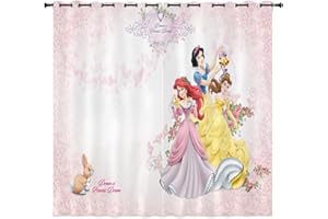 LKFFHAVD Cortinas opacas de princesas Disney, estampado 3D, ojales de Cenicienta, Rapunzel, juego de 2 unidades para dormitorio o habitación de los niños. (150 x 166 (ancho x alto), 28