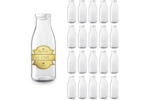 ESPIRITO REBELDE LDA. Confezione da 20 Bottiglie di Vetro Vuote da 250 ml - Bottiglie di vetro per succhi, latte, barbecue, salse - Ideali per Picnic, Matrimoni e Feste
