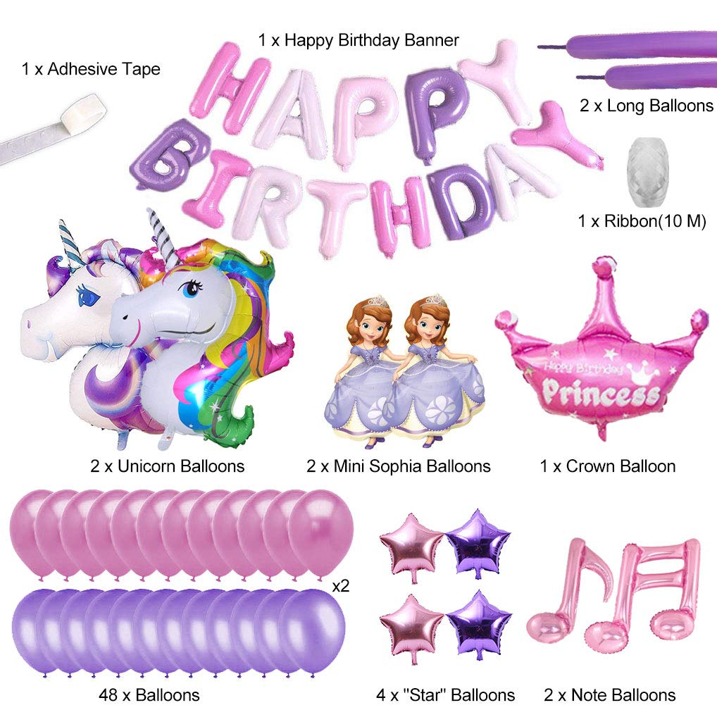 Yidaxing Unicorn Decorazioni per Feste Unicorno 2pcs Enorme Palloncino Unicorno 1pcs Buon Compleanno Ballon Banner e… - immagine 3