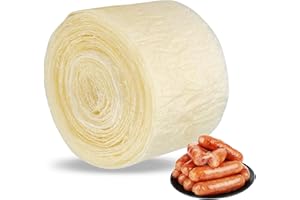 Omabeta Tripa de Salchicha de Secado Comestible de 2 Capas Prácticas y útiles Pieles de Salchicha Tripas de colágeno bovino para Embutidos caseros sabrosos Jamón 8m