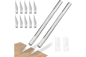 ORMROMRA 2 Pcs Craft Knife Set Precision Craft with 10 Spare Replacement Tips, Hobby Knife Set, Ergonomic Aluminium Handle, Precision Professional Carving Knife for Art Cutting DIY Repair Model Tool kit