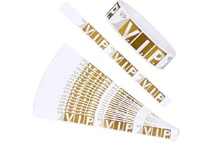 Prasacco 300 Pcs Event Wristbands, 3/4 Inch Wide VIP Paper Bracelets Waterproof VIP Wristband for Events Festivals Party Nightclubs Waterparks (Gold)
