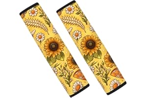 Showudesigns Butterfly Sunflower Auto Seat Belt Cushion Shoulder Strap Car Seatbelt Pads Neoprene Seat Belt Covers Set of 2 Pack Universal for Backpack, Shoulder Bag Sedan Trunks