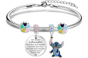 COAGURMES Schwester Geschenk von Schwester Bruder, lustige St**ch Silber Anhänger Armband für Frauen Damen Mädchen Große Schwester Kleine Schwestern Beste Freunde Geburtstag Weihnachten Graduierung Geschenk
