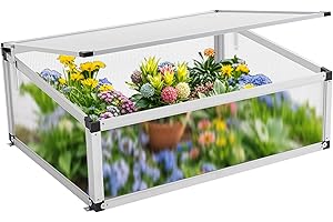 Gegaden Aluminium Cold Frame, Mini Greenhouse, Raised Bed, Greenhouse, Cold Frame Translucent, UV Protection, Cold Frame 4.2 kg/Large, 78 x 58 x 30 cm, S