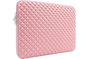 RAINYEAR MAKE LIFE EASIER RAINYEAR 14 Inch Laptop Sleeve Diamond Foam Shock Resistant Padded Case Fluffy Lining Protective Zipper Cover Carrying Bag Compatible with 14" Notebook Computer Tablet Chromebook(Pink)