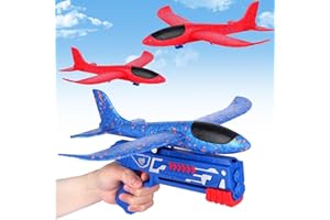Ajuanbazha 3 Piezas Aviones de Poliespan, Avion Juguete, Avión Lanzador de Espuma de Poliestireno, Avión Poliespan con Pistola de Tiro