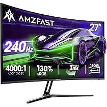 Amzfast Monitor Gaming Curvo 27'' - 240Hz, 1ms MPRT, Adaptive Sync