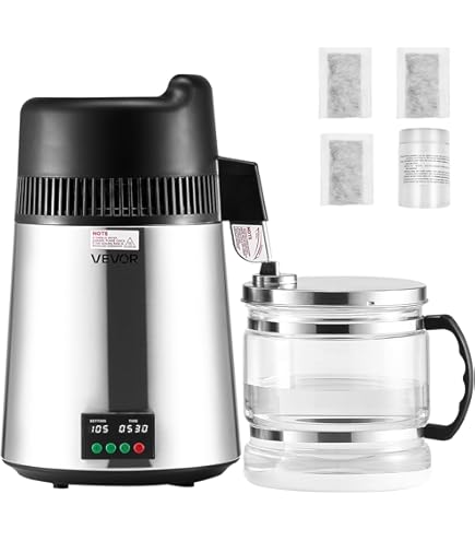 Destilátor vody VEVOR 4 l, 1 l/h, 750 W stroj na výrobu destilované