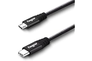 Kabel Fasgear USB C do Micro USB [30 cm] Kabel nylonowy typu C do Micro USB w oplocie kompatybilny z Galaxy S7/S7, HTC One/10 i innymi (Czarny, 30 cm)