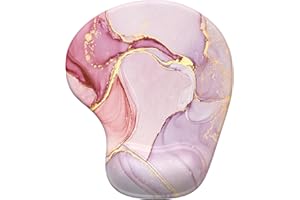 Hsurbtra Tapis de Souris, Ergonomique Tapis de Souris Gamer avec Repose Poignet en Gel, Portable, Parfait pour Ordinateur, Bureau, Travail, Marbre rose