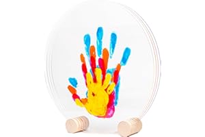 PATROCLE LouYou Empreintes de Bonheur - Kit Empreinte Famille de 4 Made in France Peps - Coffret Naissance - Idée Cadeau Anniversaire - Fête des Mères - Support bois - 4 plexiglass