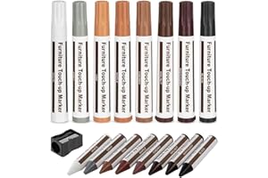 AIDIER 17 PCS Kit de Réparation de Meubles en Bois Marqueurs de Stylo de Retouche Avec Bâtons de Taille-Crayon Kit de Réparation pour Table de Plancher Porte Armoire Plan de Travail Stratifié Meubles Scratch