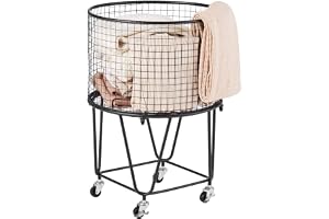 VEVOR Rund tvättvagn för smutsiga kläder med 360° vridbara hjul 40 l belastning 27 kg kolstål för shopping camping mat bagage klädsorterare